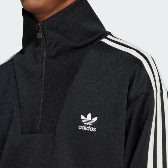 Adidas Adicolor Funnel Neck Track Top Pullover Black Qtr Zip Jacket Small NWT - Picture 2 of 16